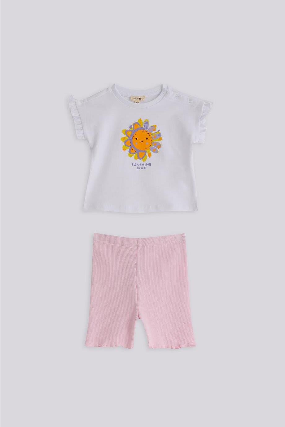 Gb Baby Basic Kız Bebek Desenli Şort ve Tshirt TakımıGb Baby Basic Kız Bebek Desenli Şort ve Tshirt Takımı