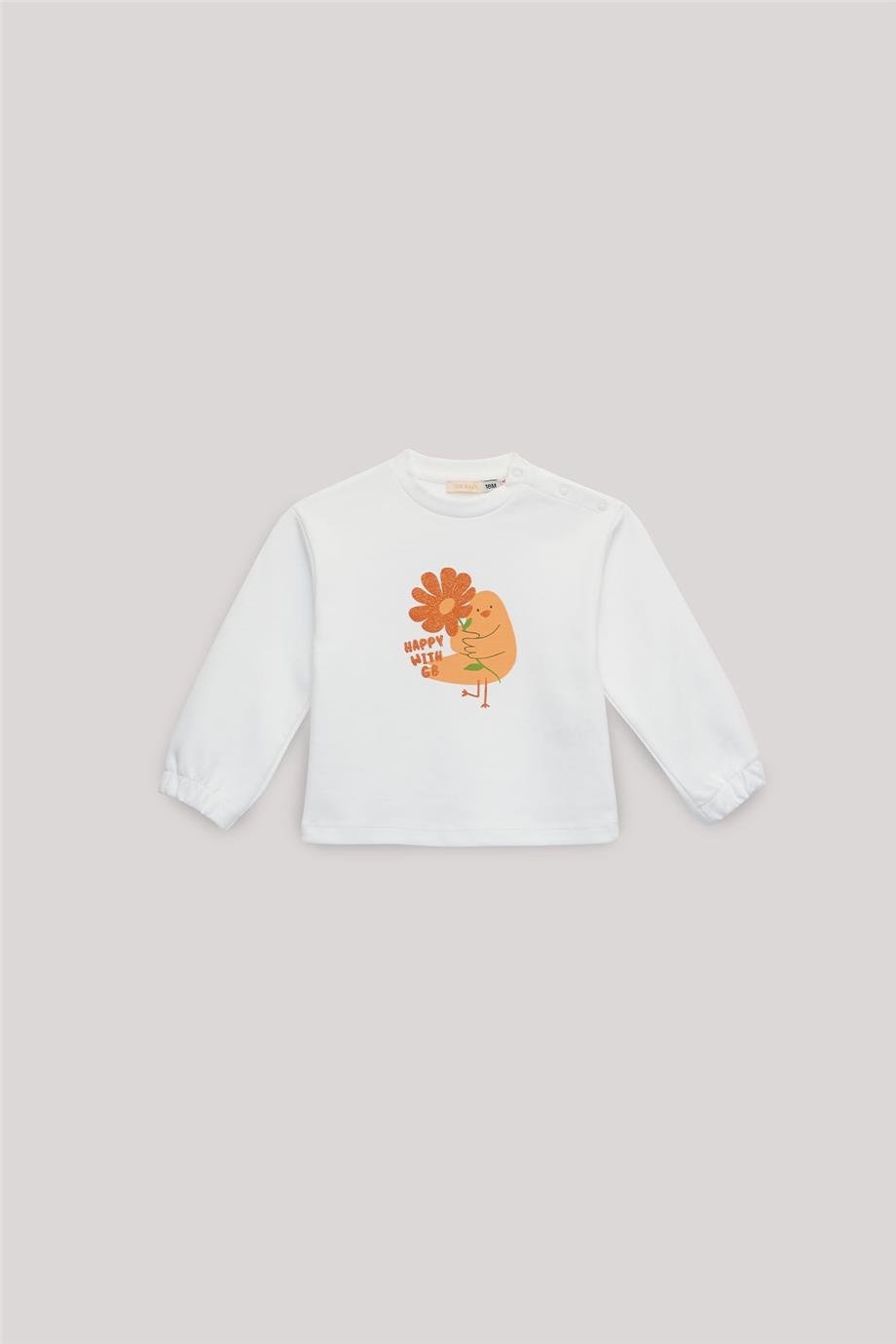 GB Baby Kız Bebek Beyaz Sweatshirt