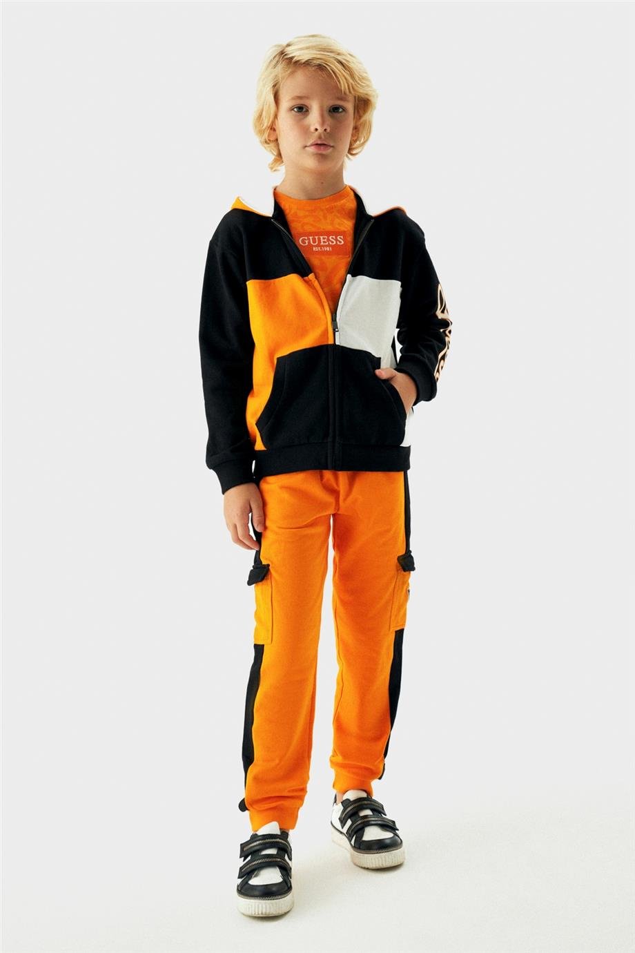 Guess Erkek Çocuk Siyah Turuncu Sweatshirt