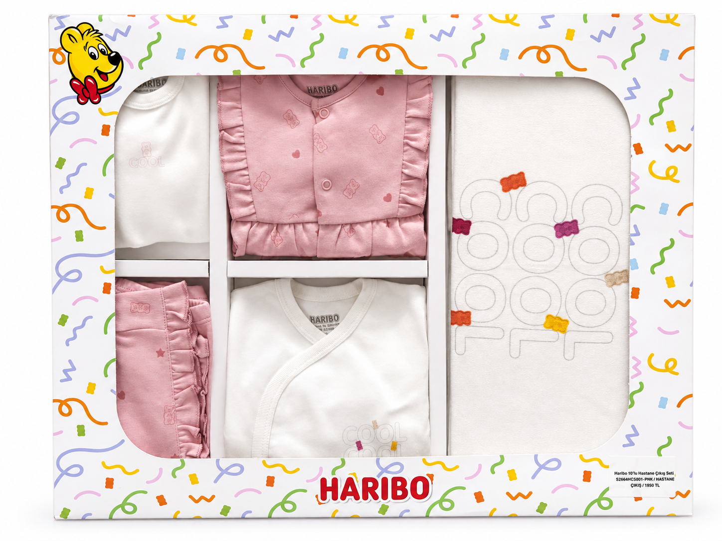 Haribo Kız Bebek Goldbear Desenli Hastane Çıkışı SetiHaribo Kız Bebek Goldbear Desenli Hastane Çıkışı Seti