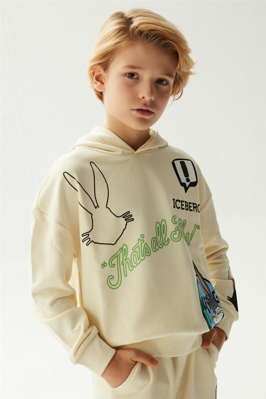 Iceberg Erkek Çocuk Kırık Beyaz Sweatshirt