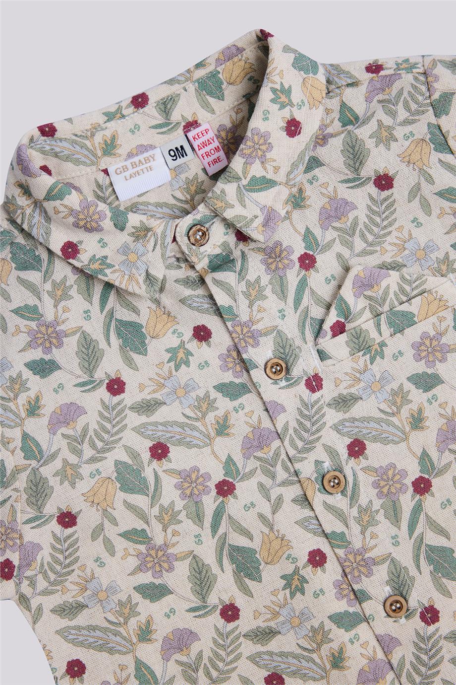 Layette Erkek Bebek Desenli GömlekLayette Erkek Bebek Desenli Gömlek