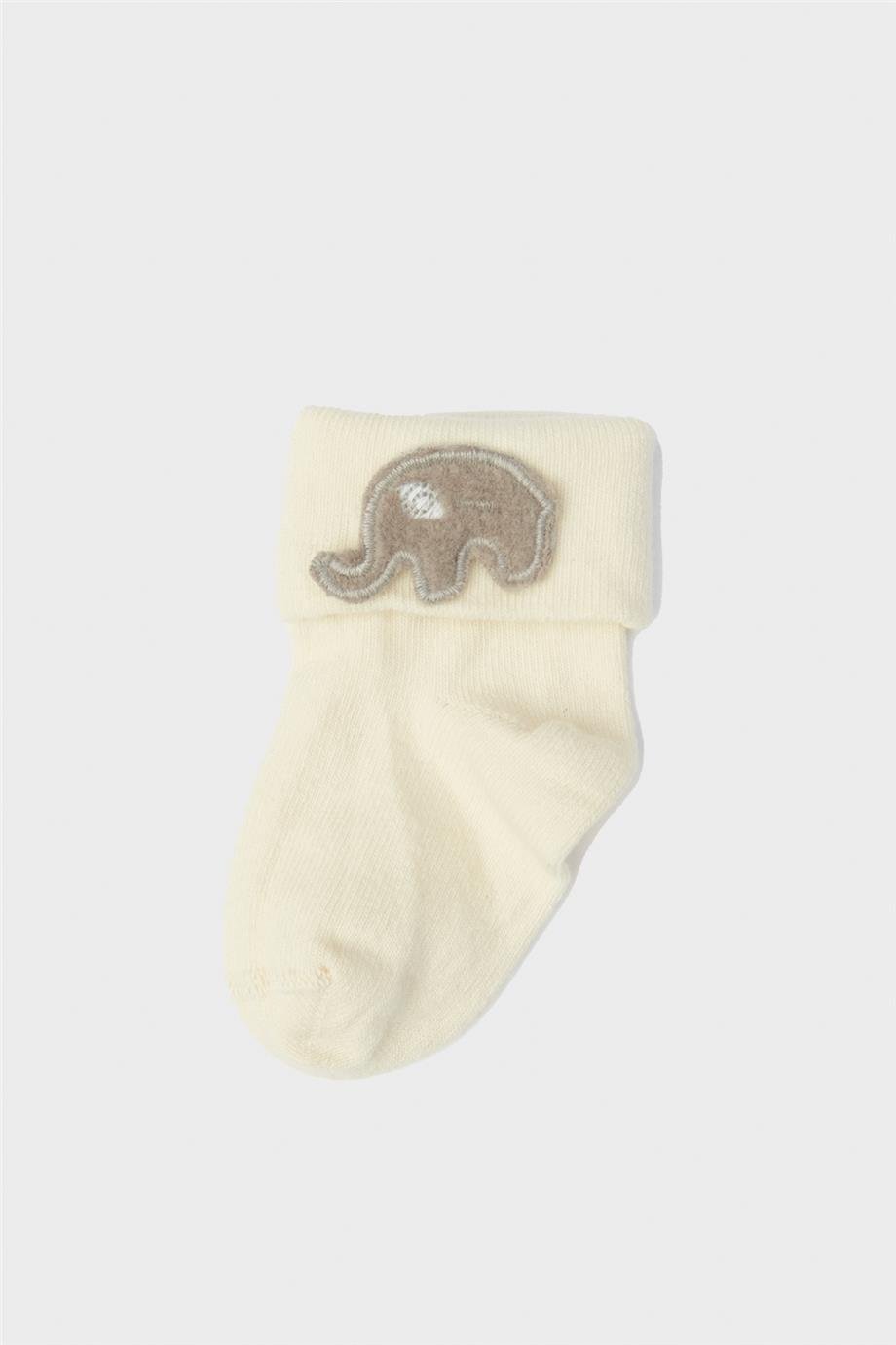 Layette Erkek Bebek Ekru Çorap