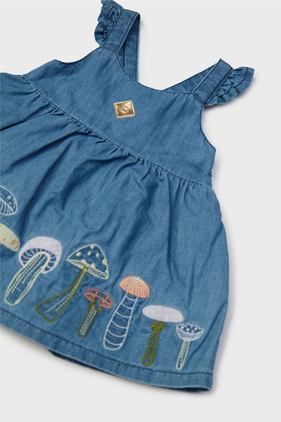 Layette Kız Bebek Denim Elbise