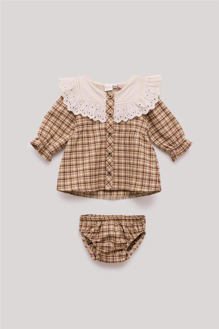 Layette Kız Bebek Ekose Elbise