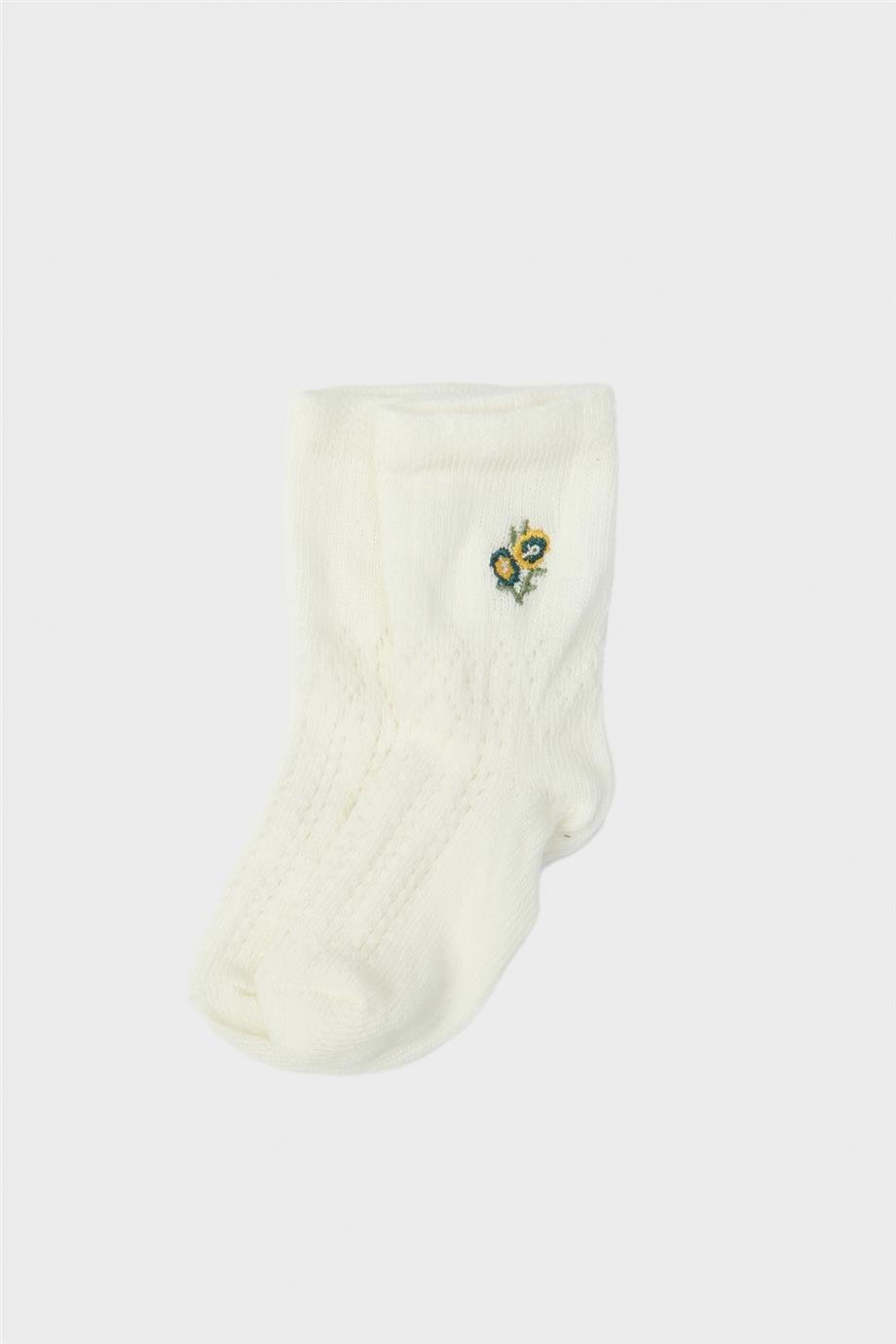 Layette Kız Bebek Ekru Çorap