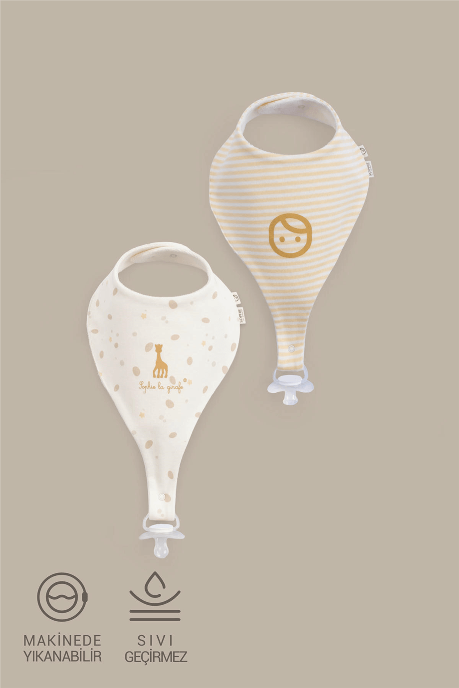 Little Gusto 2-Pack Waterproof Pacifier Bib SetLittle Gusto 2-Pack Waterproof Pacifier Bib Set