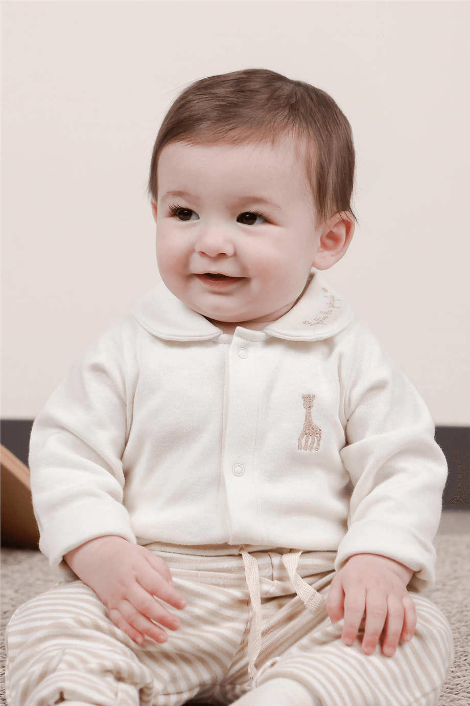 Little Gusto  Organik Pamuk Bebe Yakalı Ekru BodyLittle Gusto  Organik Pamuk Bebe Yakalı Ekru Body
