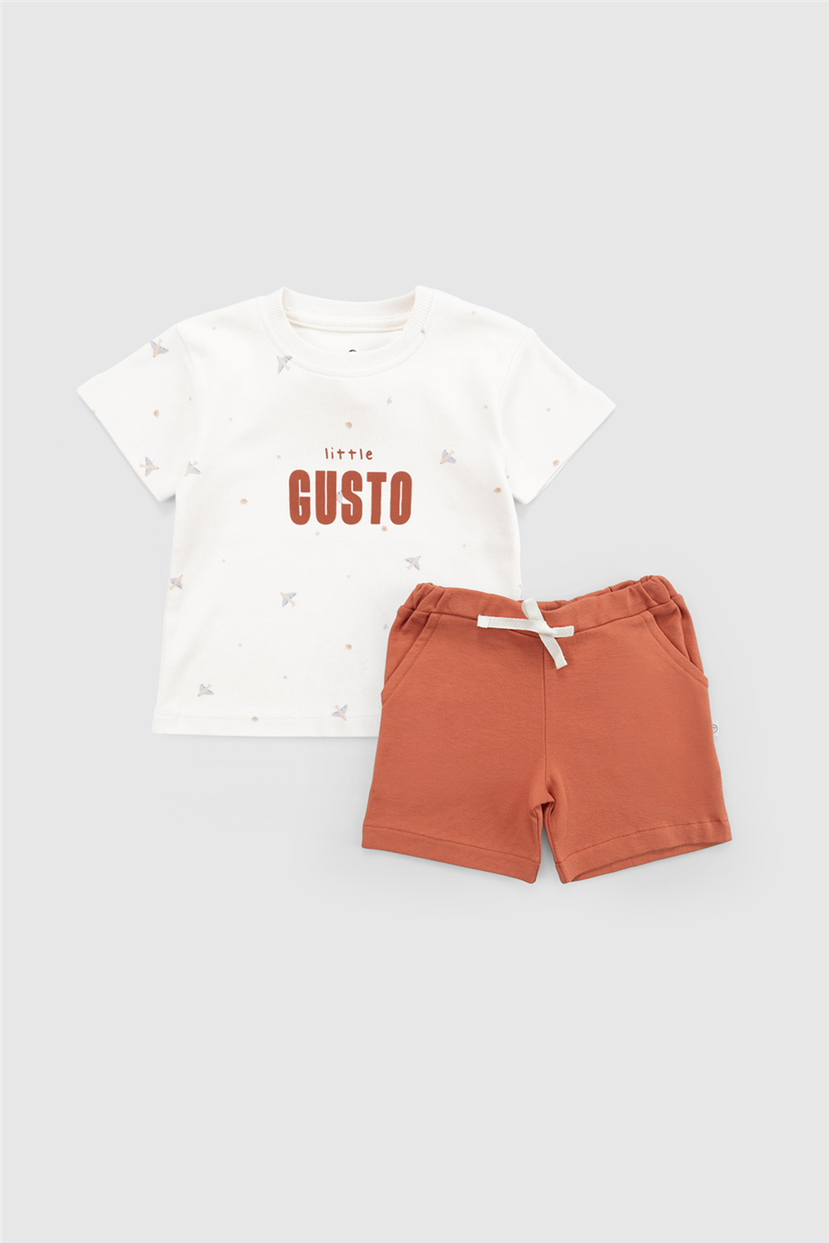 Little Gusto Unisex Orange Shorts SuitLittle Gusto Unisex Orange Shorts Suit