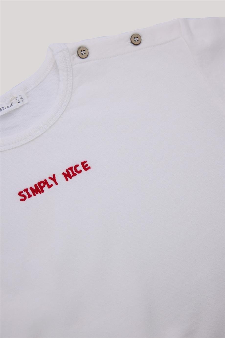 Nebbati Basic Erkek Bebek Ekru Sweatshirt