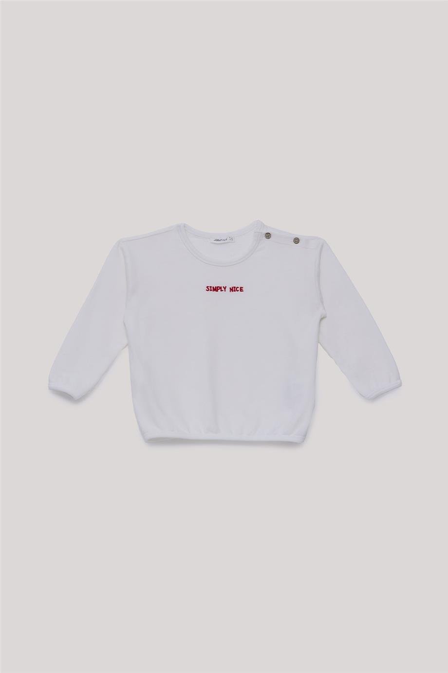 Nebbati Basic Erkek Bebek Ekru Sweatshirt