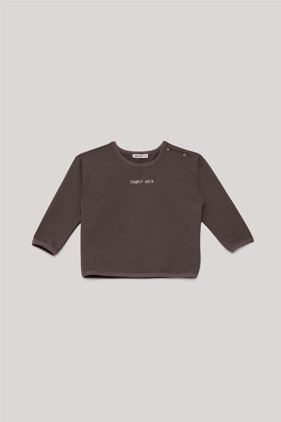 Nebbati Basic Erkek Bebek Kahverengi Sweatshirt