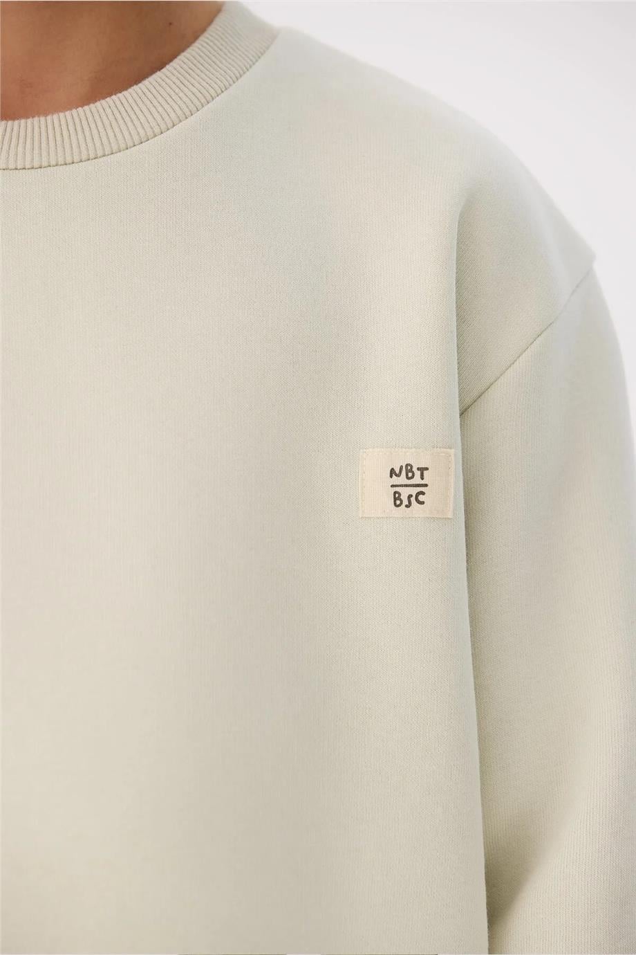 Nebbati Basic Erkek Çocuk Ekru Sweatshirt