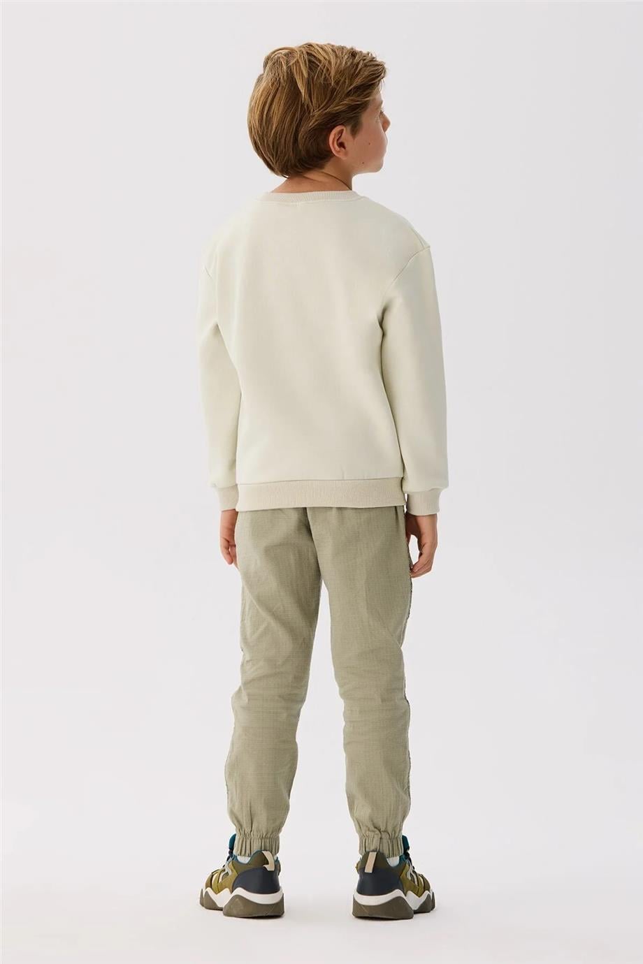 Nebbati Basic Erkek Çocuk Ekru Sweatshirt