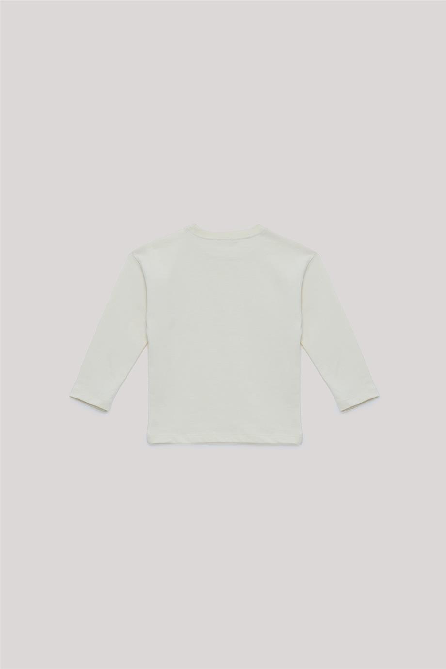 Nebbati Basic Erkek Çocuk Ekru T-Shirt