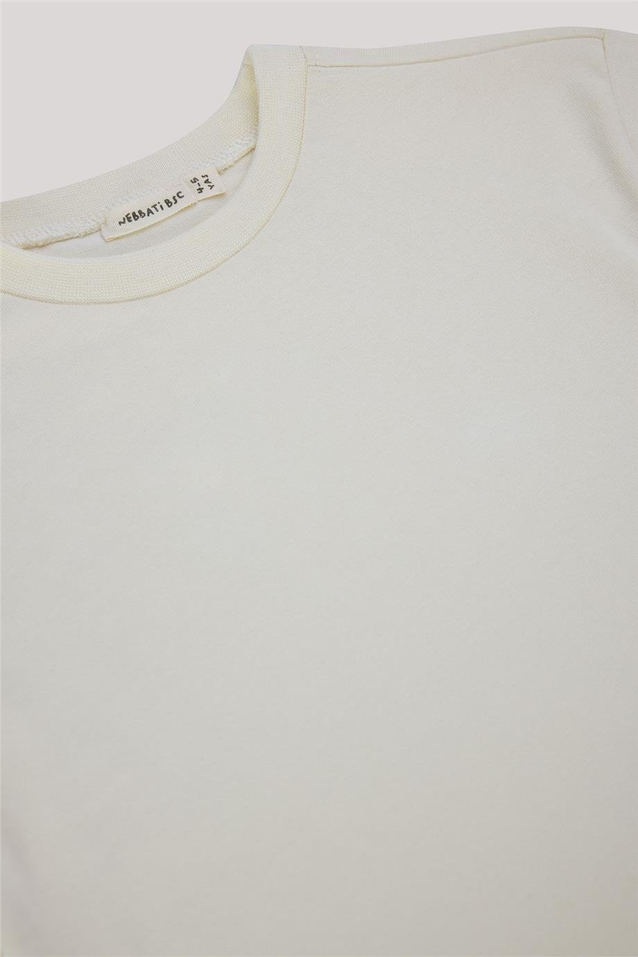 Nebbati Basic Erkek Çocuk Ekru T-Shirt