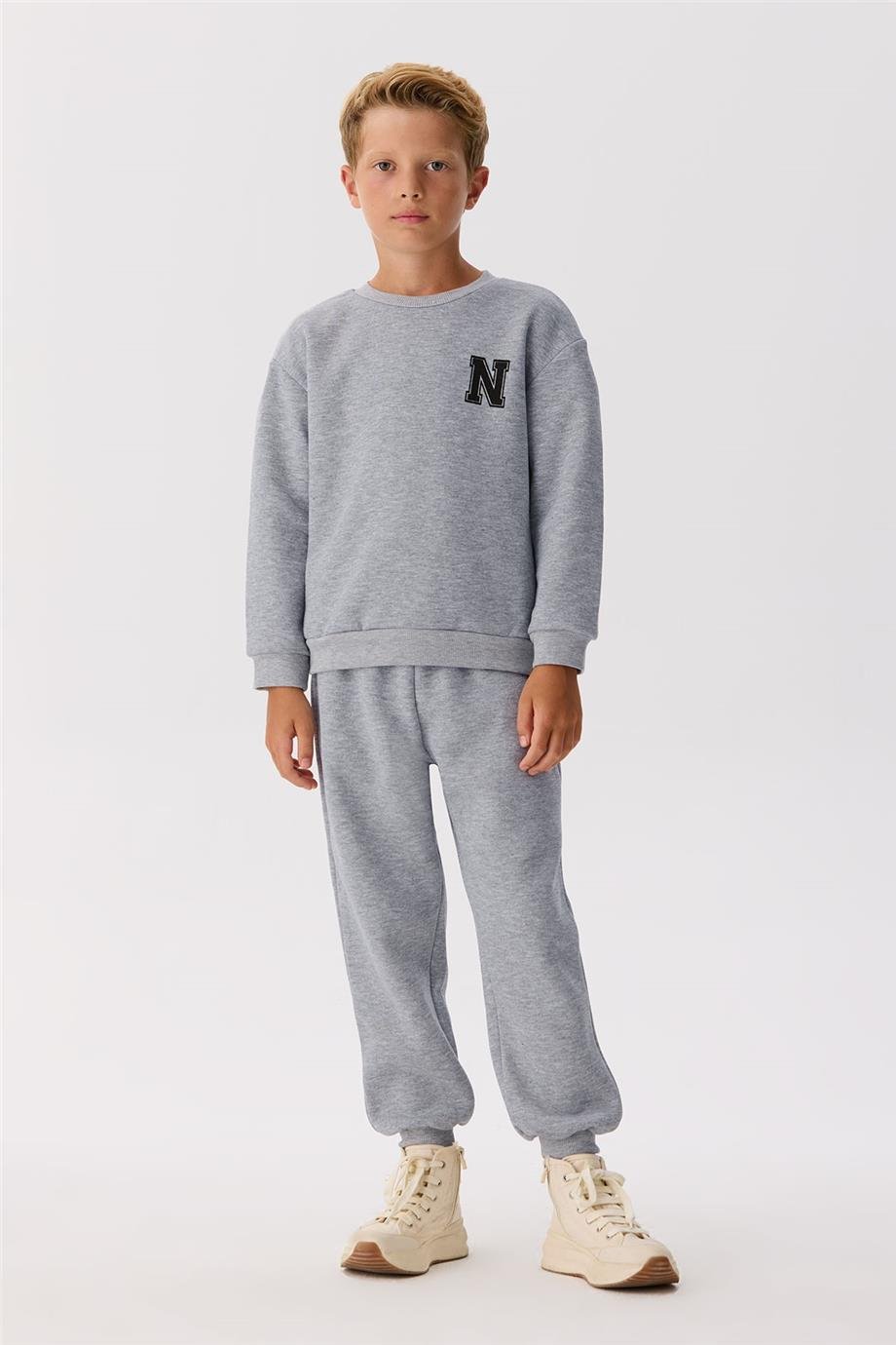 Nebbati Basic Erkek Çocuk Gri Sweatshirt