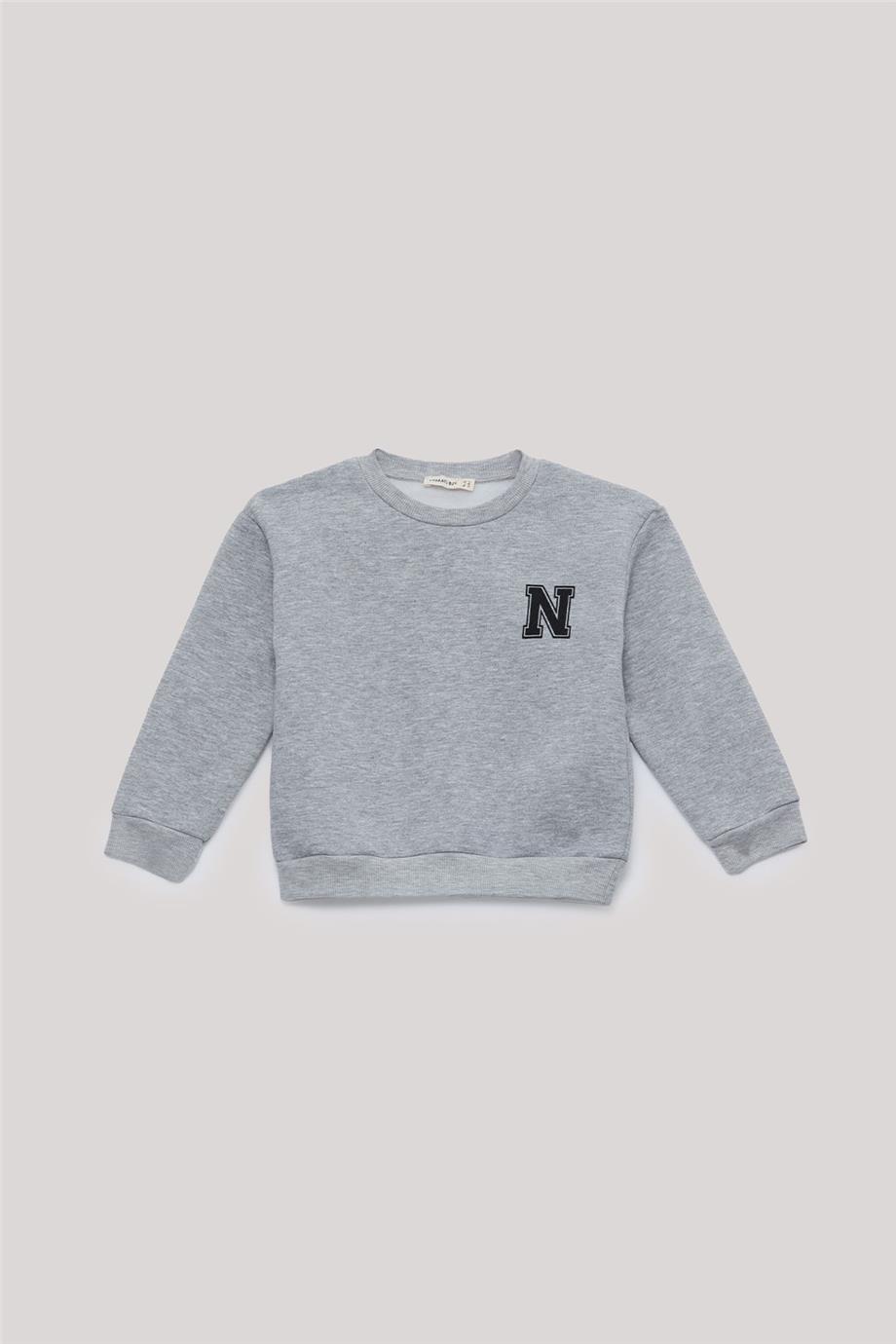 Nebbati Basic Erkek Çocuk Gri Sweatshirt