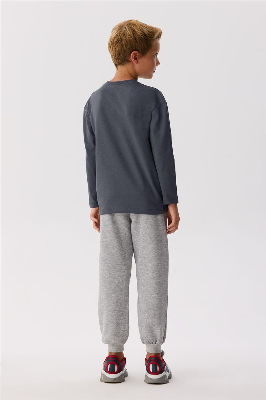 Nebbati Basic Erkek Çocuk Gri T-Shirt