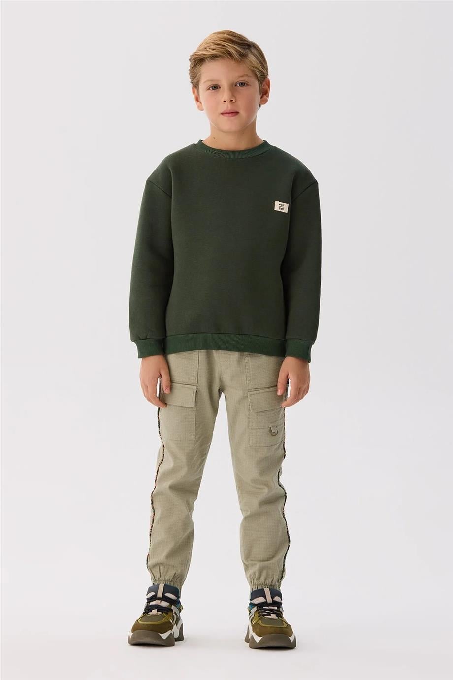 Nebbati Basic Erkek Çocuk Haki Sweatshirt