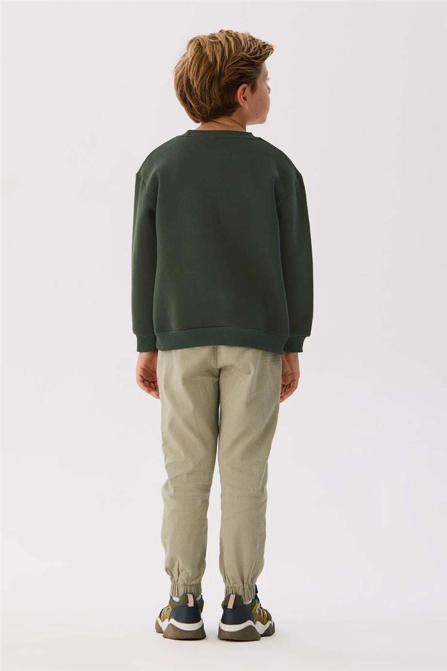 Nebbati Basic Erkek Çocuk Haki Sweatshirt