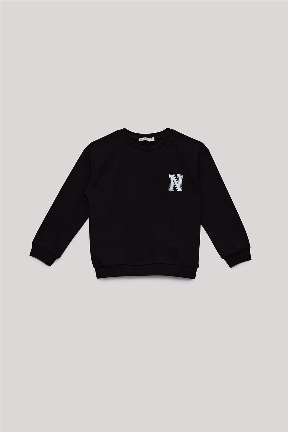 Nebbati Basic Erkek Çocuk Siyah Sweatshirt