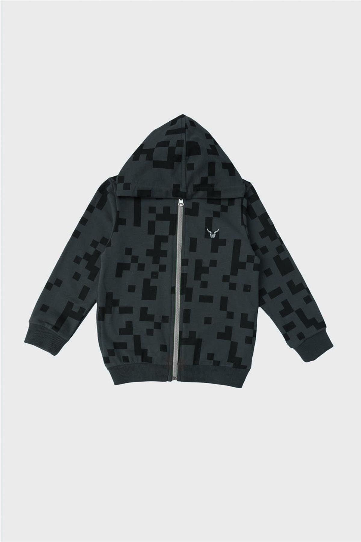 Nebbati Erkek Çocuk Antrasit Desenli Eşofman ÜstüNebbati Erkek Çocuk Antrasit Desenli Eşofman Üstü