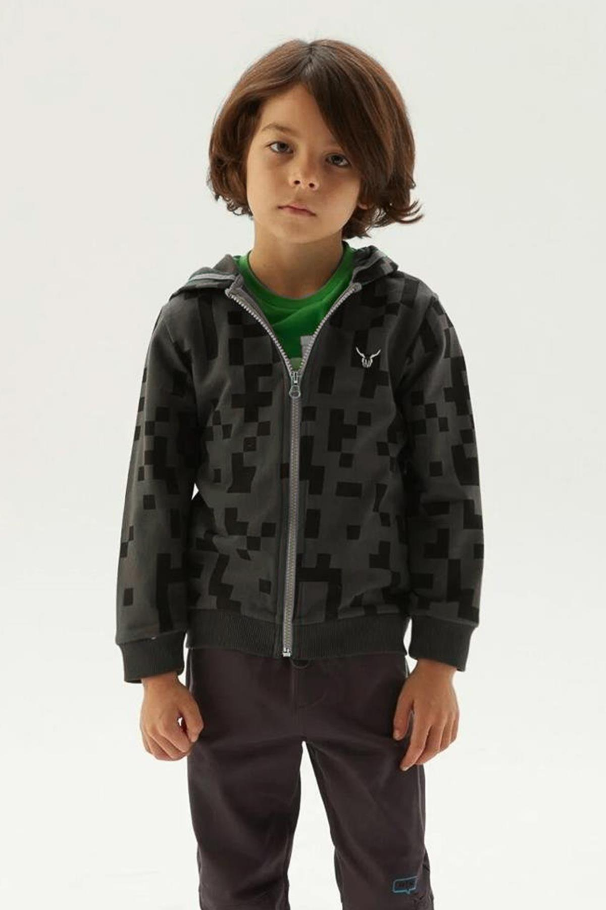 Nebbati Erkek Çocuk Antrasit Desenli Eşofman ÜstüNebbati Erkek Çocuk Antrasit Desenli Eşofman Üstü
