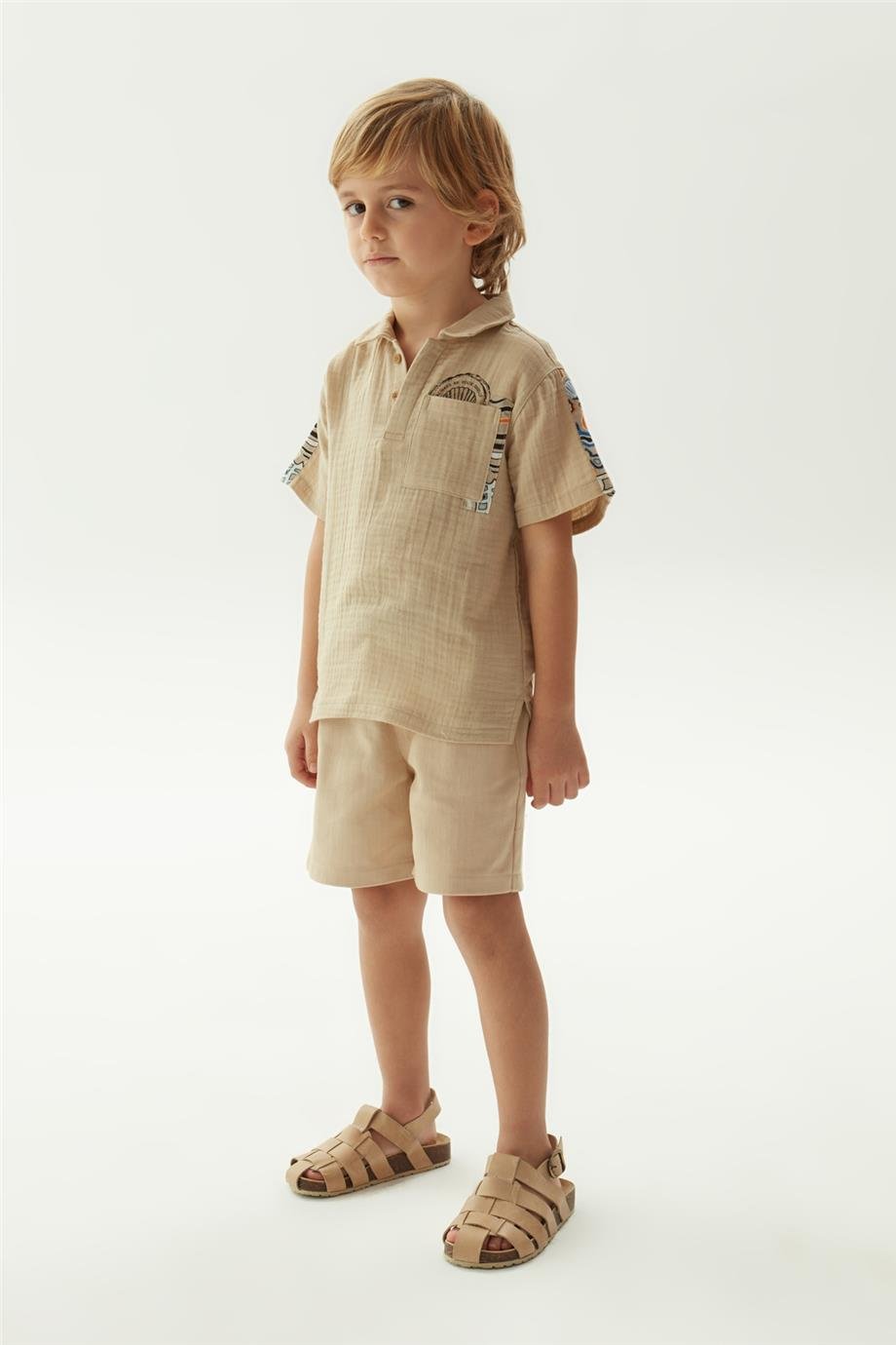 Nebbati Erkek Çocuk Bej T-Shirt