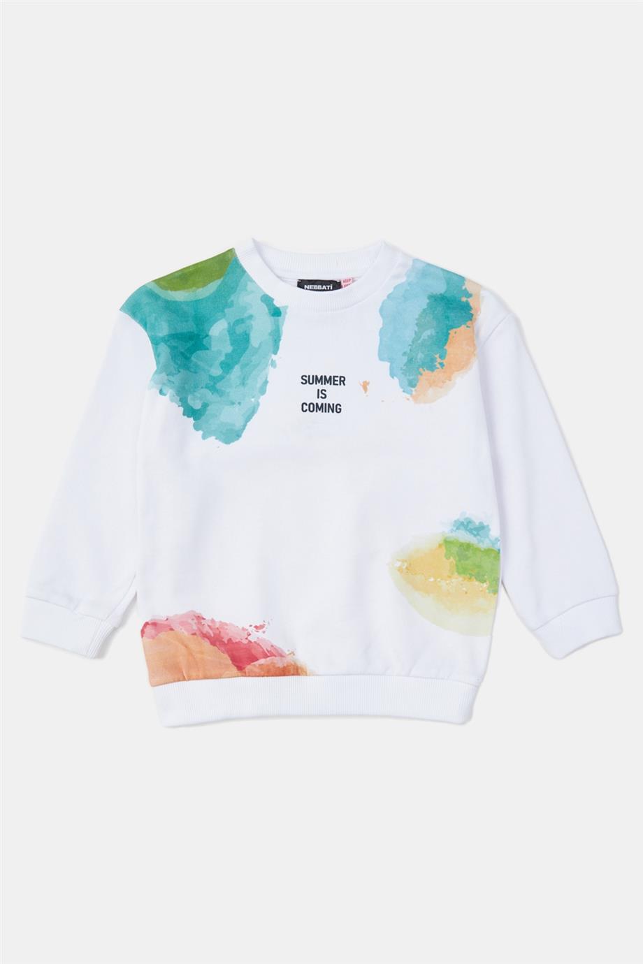 Nebbati Erkek Çocuk Beyaz Sweatshirt