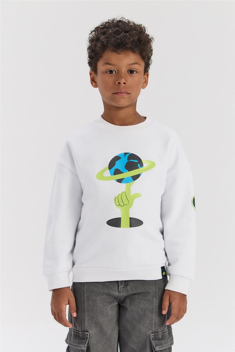 Nebbati Erkek Çocuk Beyaz SweatshirtNebbati Erkek Çocuk Beyaz Sweatshirt