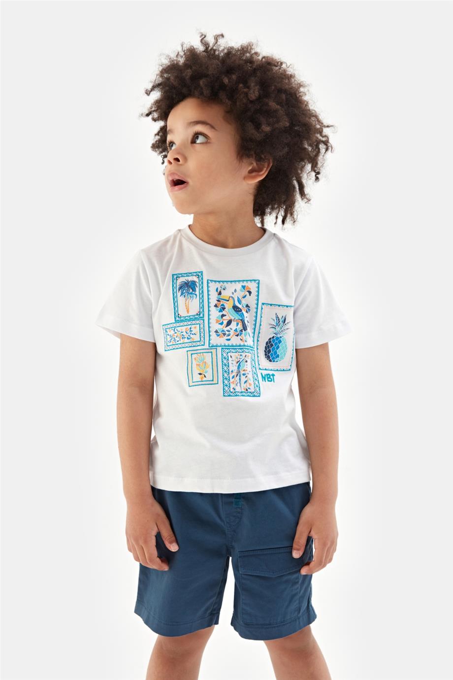 Nebbati Erkek Çocuk Beyaz Tshirt
