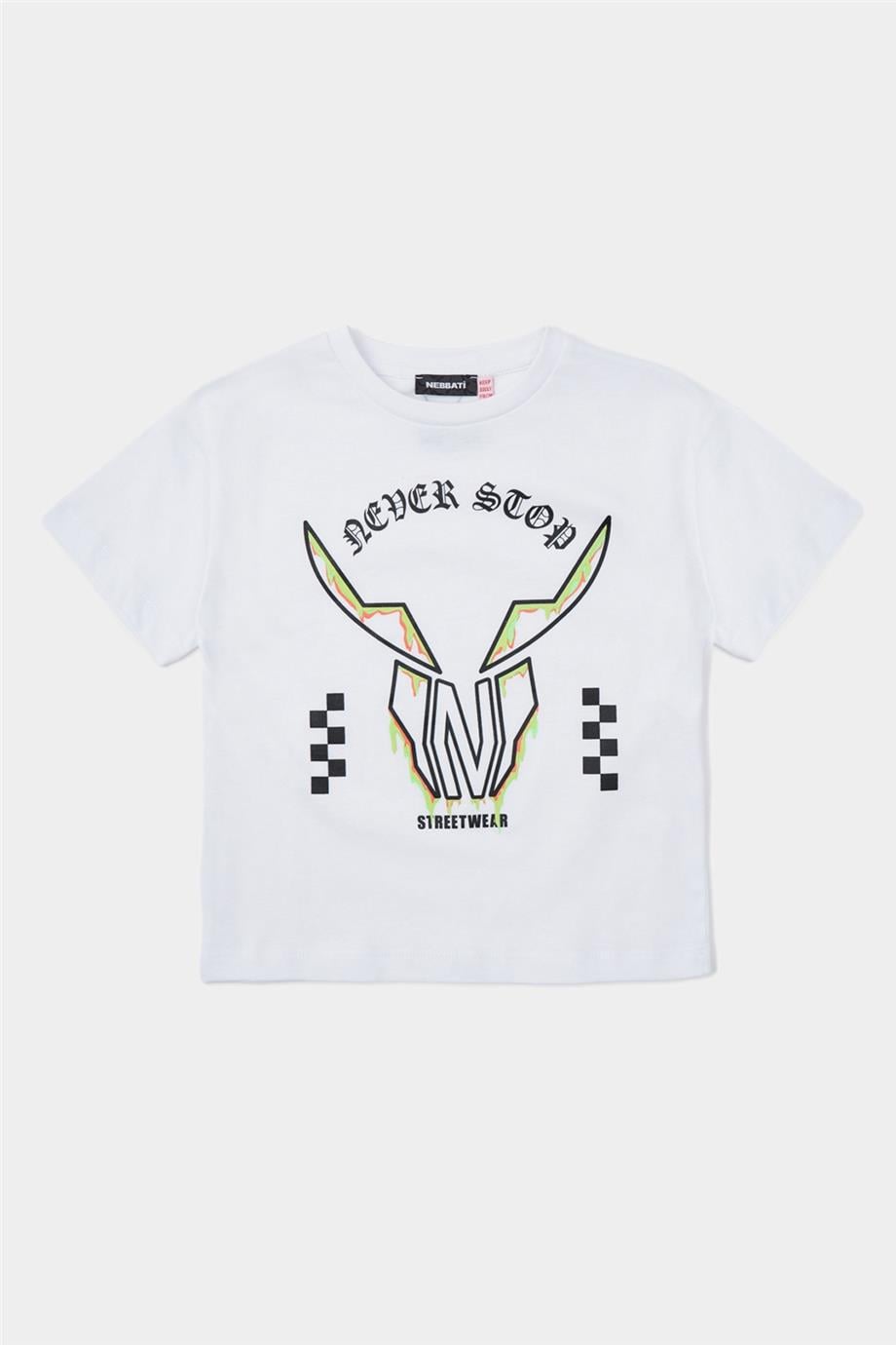 Nebbati Erkek Çocuk Beyaz Tshirt