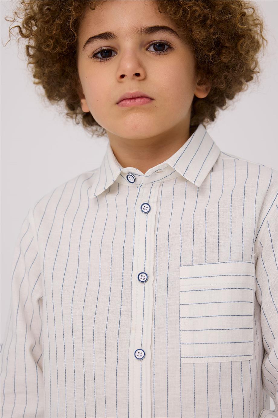 Nebbati Erkek Çocuk Çizgili GömlekNebbati Erkek Çocuk Çizgili Gömlek