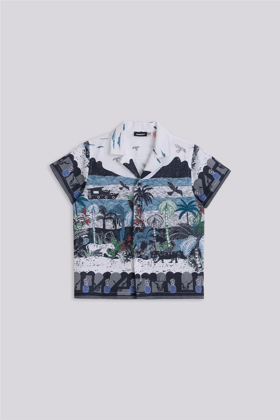 Nebbati Erkek Çocuk Desenli GömlekNebbati Erkek Çocuk Desenli Gömlek