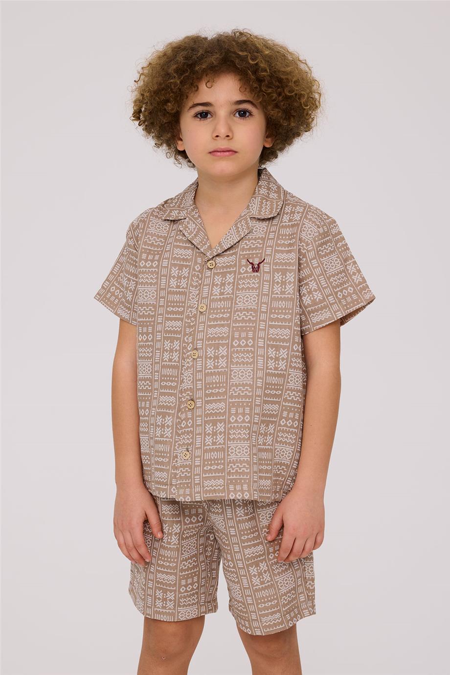 Nebbati Erkek Çocuk Desenli GömlekNebbati Erkek Çocuk Desenli Gömlek