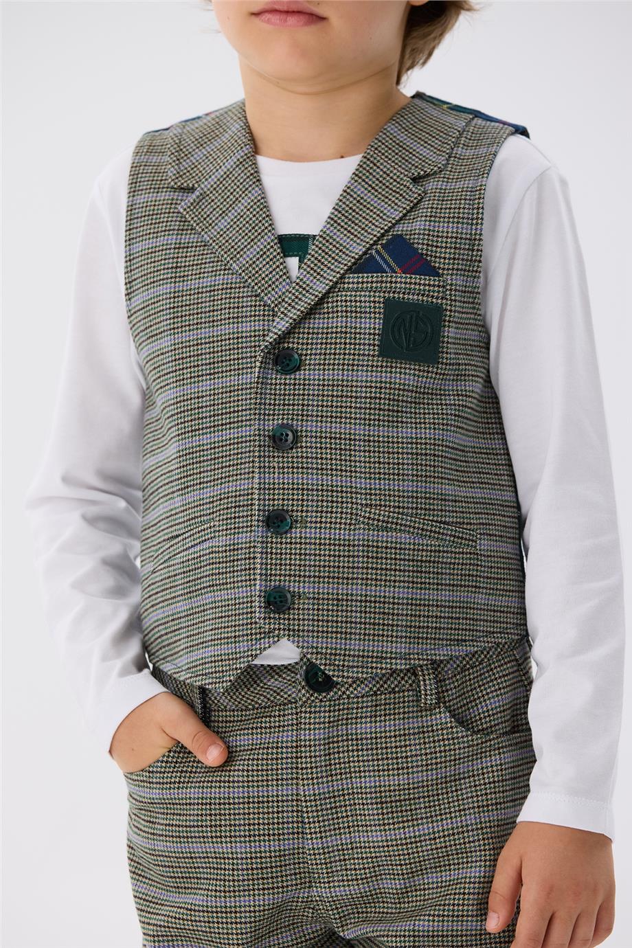 Nebbati Erkek Çocuk Ekose Yelek