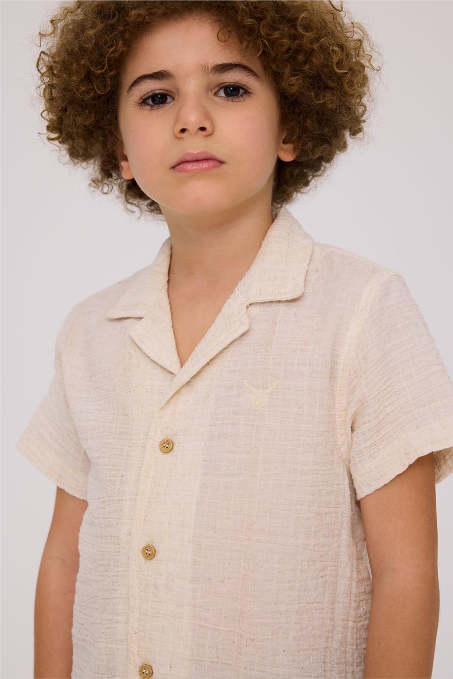 Nebbati Erkek Çocuk Ekru GömlekNebbati Erkek Çocuk Ekru Gömlek