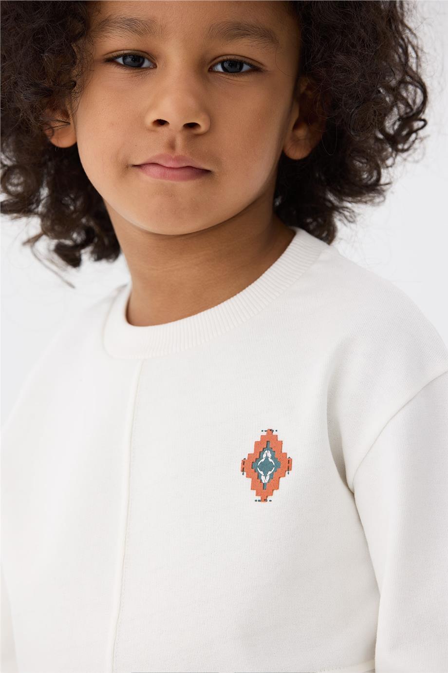 Nebbati Erkek Çocuk Ekru Sweatshirt