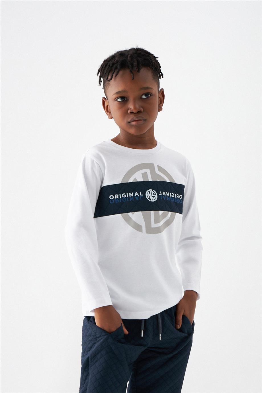 Nebbati Erkek Çocuk Ekru T-Shirt