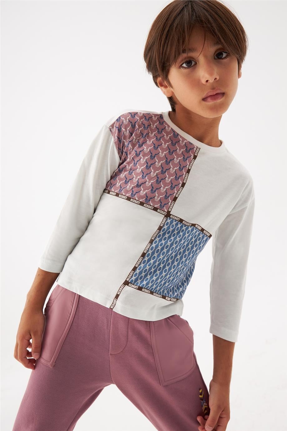 Nebbati Erkek Çocuk Ekru T-Shirt