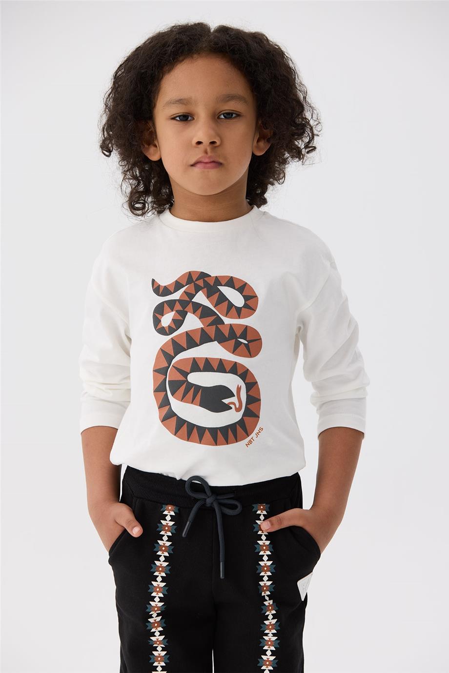 Nebbati Erkek Çocuk Ekru T-Shirt