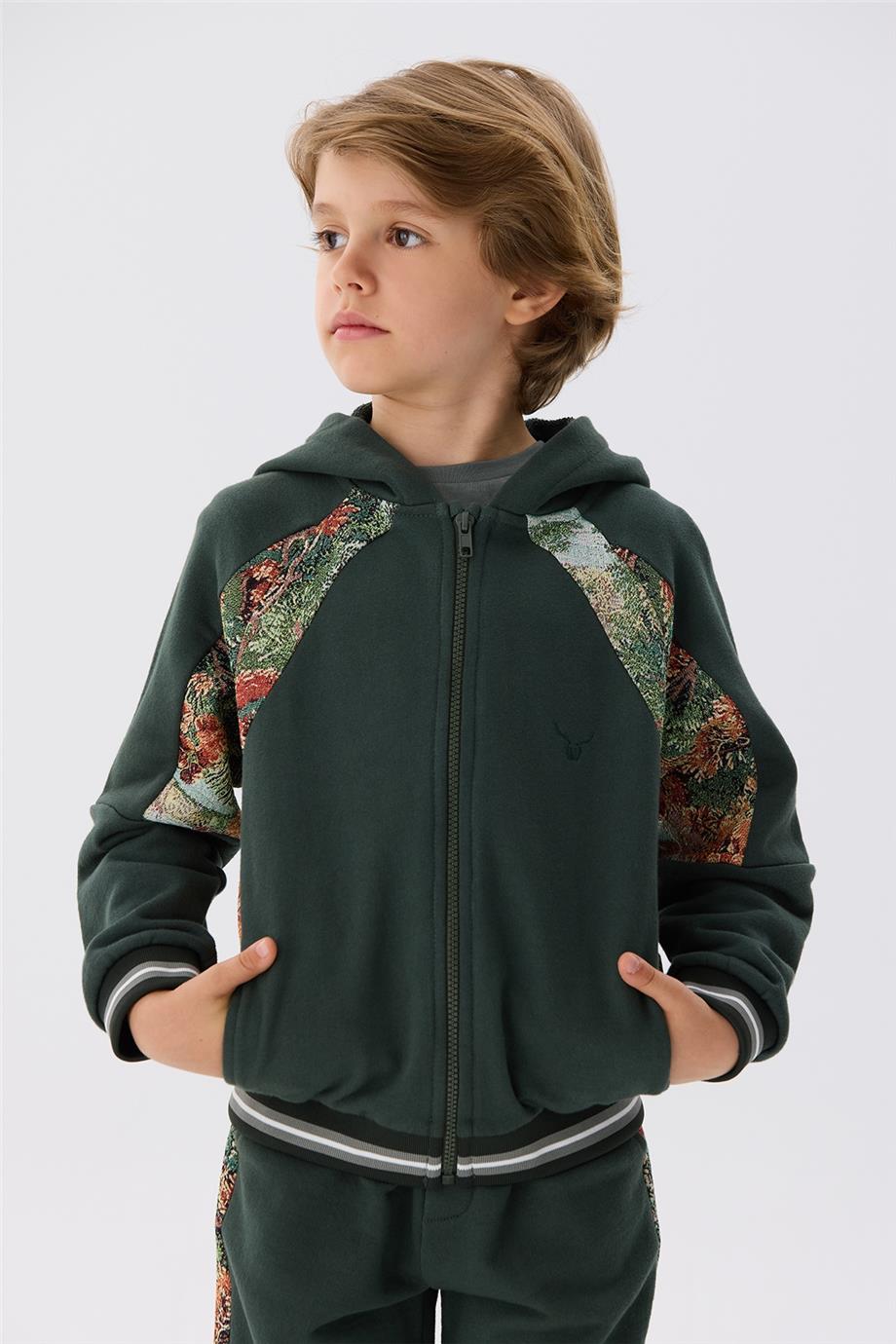 Nebbati Erkek Çocuk Haki Eşofman Üstü