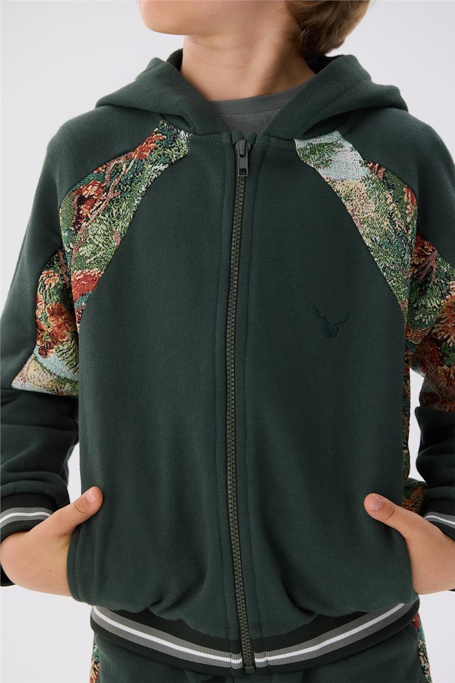 Nebbati Erkek Çocuk Haki Eşofman Üstü