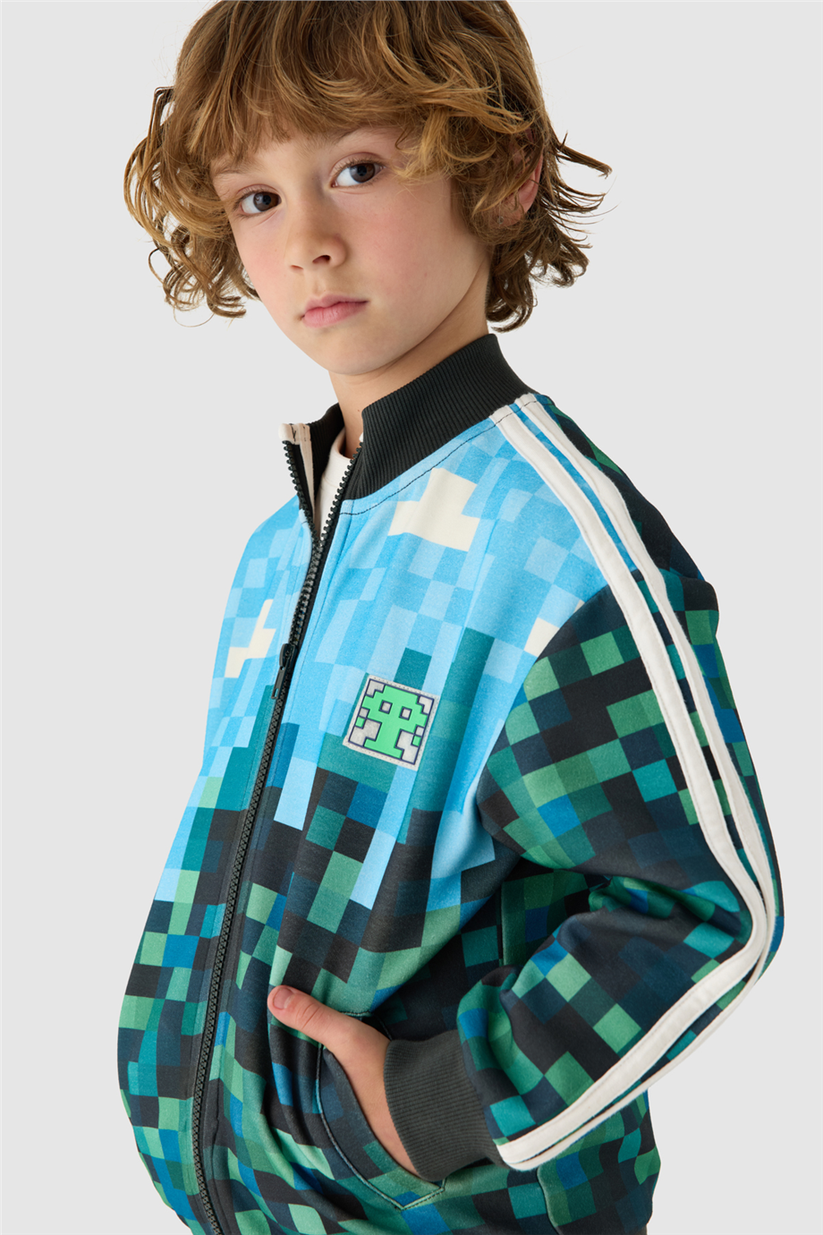 Nebbati Boys All-Over Printed Mock Neck Patterned Track JacketNebbati Boys All-Over Printed Mock Neck Patterned Track Jacket