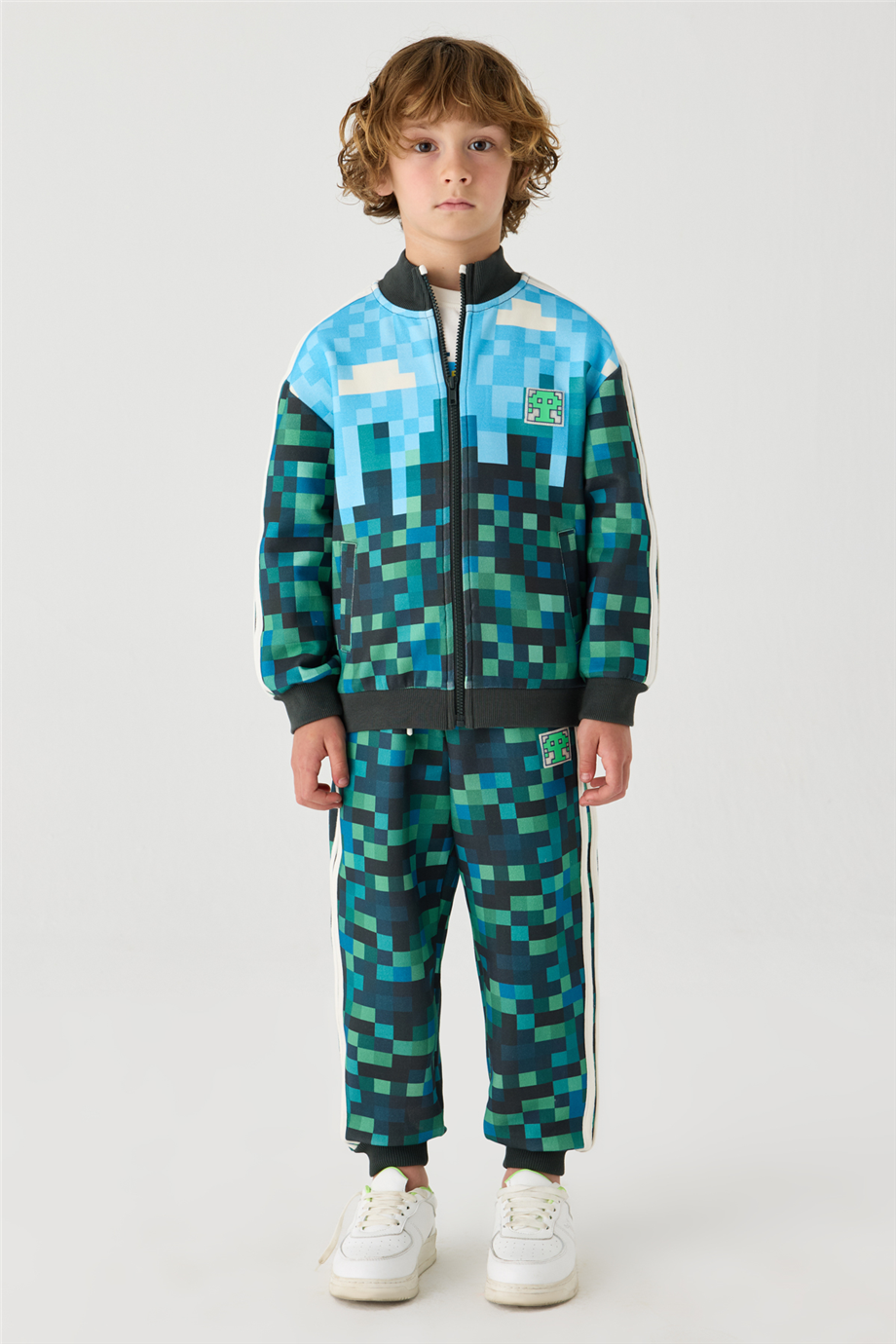 Nebbati Boys All-Over Printed Mock Neck Patterned Track JacketNebbati Boys All-Over Printed Mock Neck Patterned Track Jacket