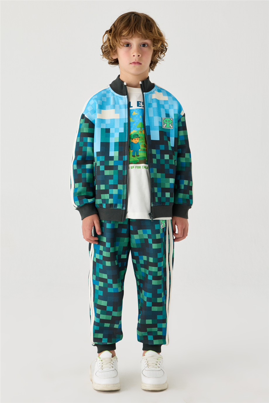 Nebbati Boys All-Over Printed Mock Neck Patterned Track JacketNebbati Boys All-Over Printed Mock Neck Patterned Track Jacket