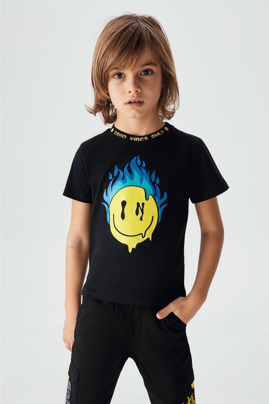 Nebbati Erkek Çocuk Siyah T-Shirt