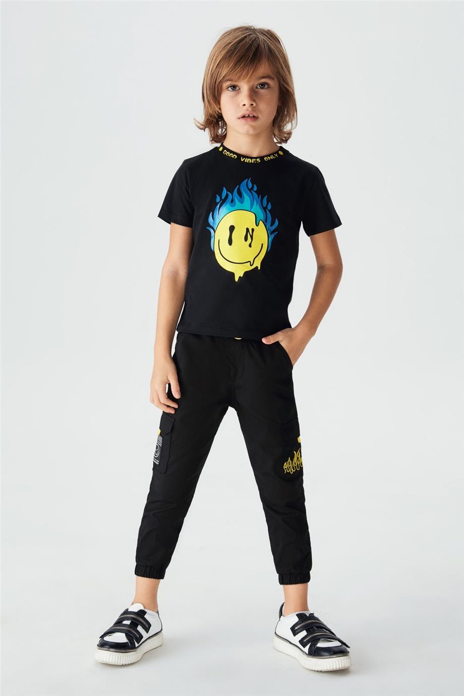 Nebbati Erkek Çocuk Siyah T-Shirt