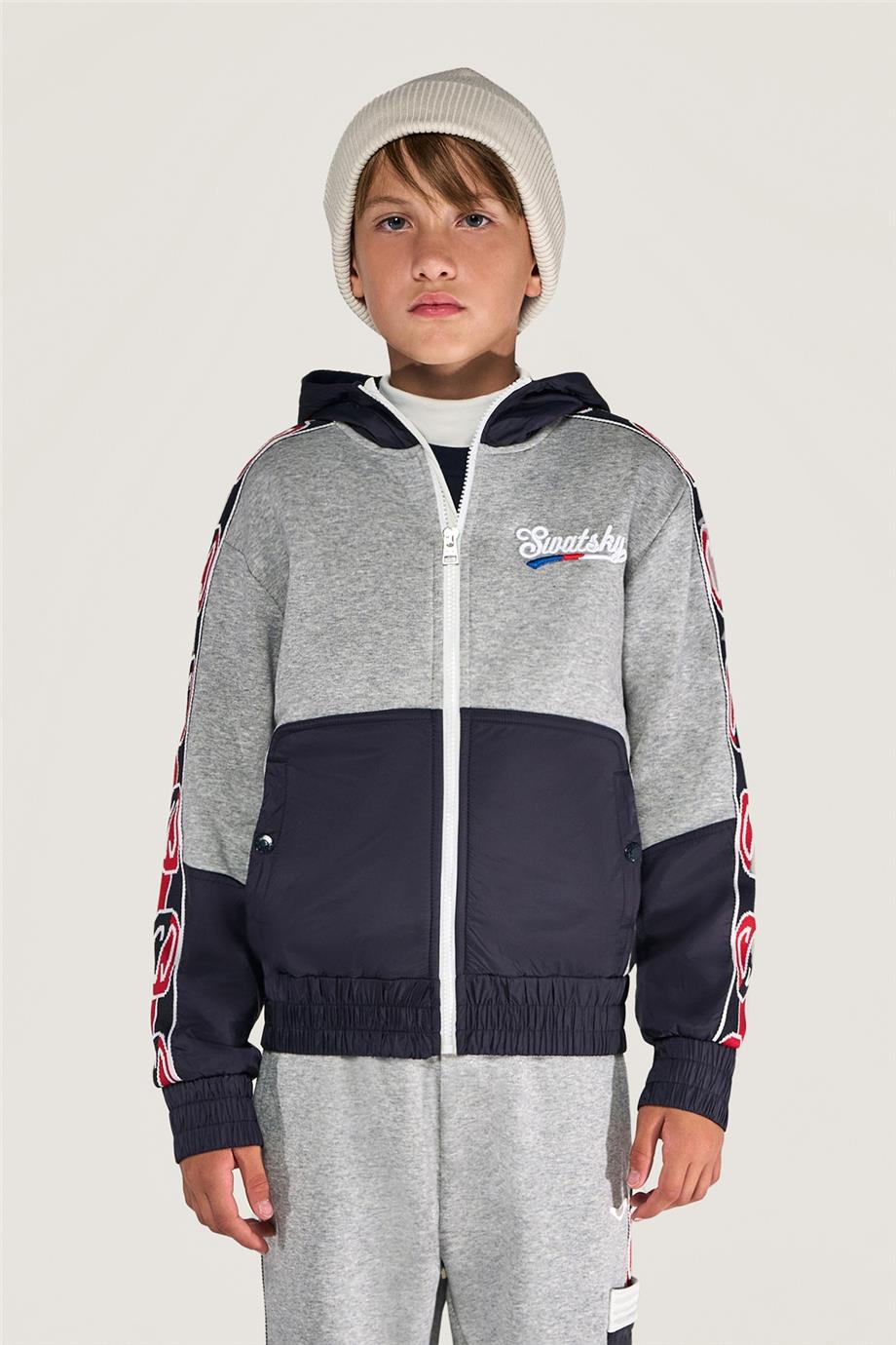 Swatsky Erkek Çocuk Gri Melanj Eşofman Üstü